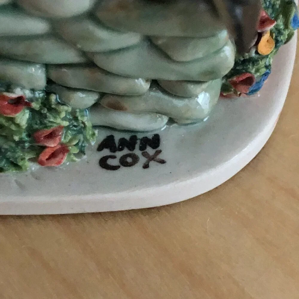 VTG Ann Cox Ceramics English Cottage Candle Holder Figurine Handmade in England
